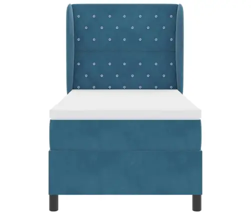 Kastītes Atsperu Gulta Tumši Zils 190 X 90 Cm Poliesters Vidaxl