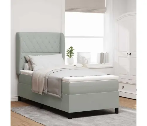 Kastītes Atsperu Gulta Gaiši Pelēka 100 X 200 Cm Samts Vidaxl