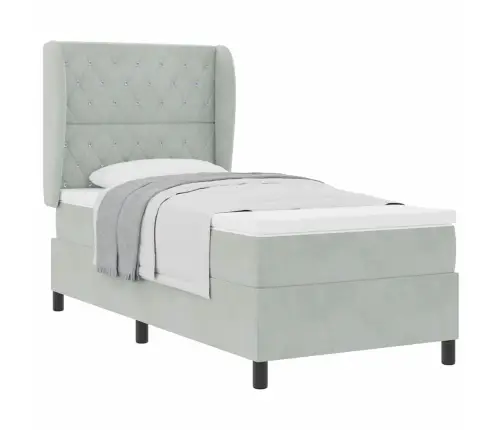 Kastītes Atsperu Gulta Gaiši Pelēka 100 X 200 Cm Samts Vidaxl