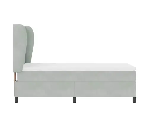 Kastītes Atsperu Gulta Gaiši Pelēka 100 X 200 Cm Samts Vidaxl