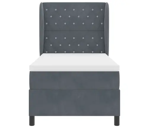 Gulta Ar Atsperēm Un Matraci Tumši Pelēkā Krāsā, 100 X 200 Cm, No Samta Vidaxl