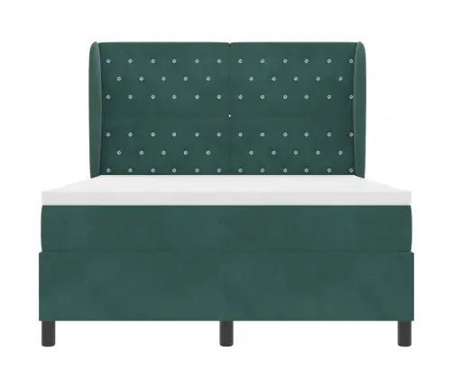 Kiemas Lova Su Čiužiniu Tamsiai Žalia 140 X 190 Cm Aksomas