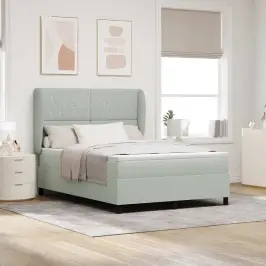 Kastītes Atsperu Gulta Gaiši Pelēks 200 X 140 Cm Poliesters Vidaxl