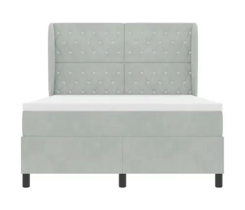 Gulta Ar Atsperēm Un Matraci, Gaiši Pelēka, 140 X 200 Cm, Samts Vidaxl