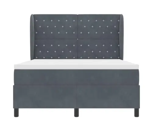 Gulta Ar Atsperēm Un Matraci Tumši Pelēka 140 X 200 Cm Vidaxl