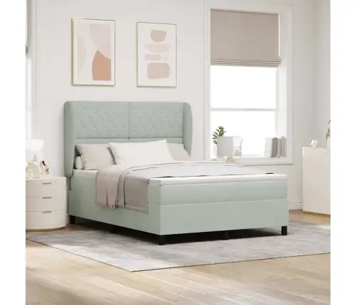 Kiemas Lova Su Čiužiniu Šviesiai Pilka 200 X 160 Cm Poliesteris