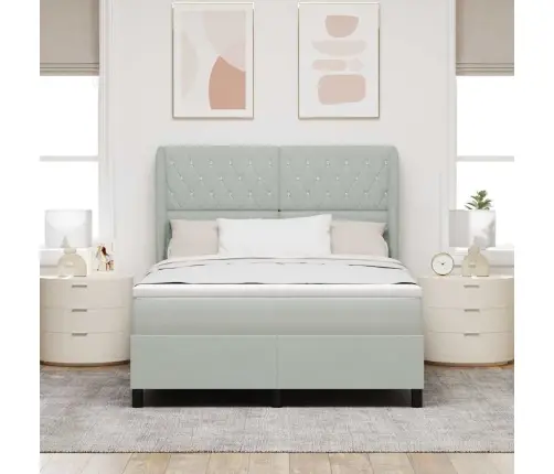 Kiemas Lova Su Čiužiniu Šviesiai Pilka 200 X 160 Cm Poliesteris