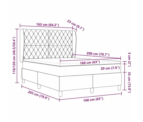 Kiemas Lova Su Čiužiniu Tamsiai Pilka 200 X 160 Cm Poliesteris