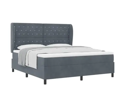 Gultas Rāmis Ar Matraci Tumši Pelēkā Krāsā 180X200 Cm, Samts Vidaxl