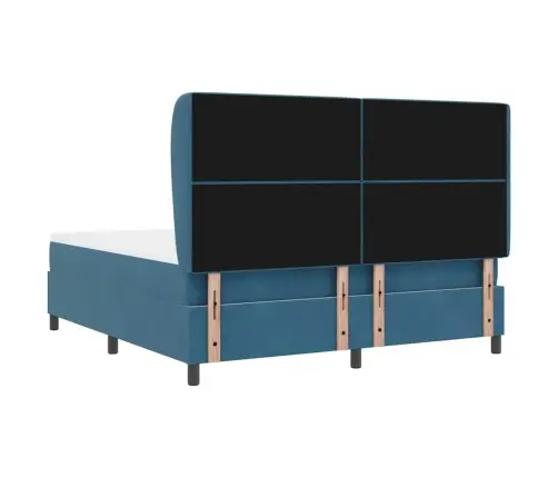 Kastītes Atsperu Gulta Tumši Zils 200 X 180 Cm Poliesters Vidaxl