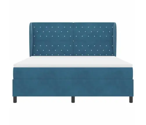 Kastītes Atsperu Gulta Tumši Zils 200 X 180 Cm Poliesters Vidaxl