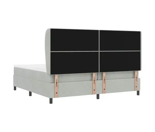 Kastītes Atsperu Gulta Gaiši Pelēka 200 X 200 Cm Samts Vidaxl