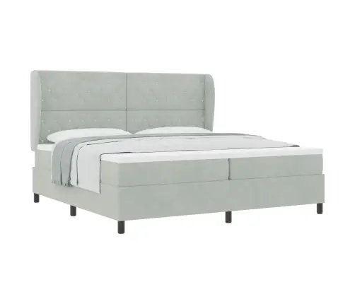 Kastītes Atsperu Gulta Gaiši Pelēka 200 X 200 Cm Samts Vidaxl