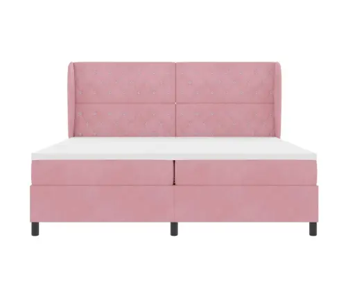 Kastītes Atsperu Gulta Ar Matraci Rozā 200 X 200 Cm Poliesters Vidaxl