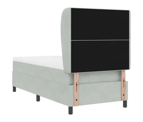 Box Spring Gulta Ar Matraci Gaiši Pelēks 80 X 200 Cm, Samts Vidaxl