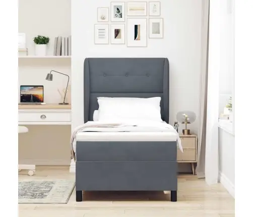 Gultas Atsperu Komplekts Ar Tumši Pelēku Matraci 80 X 200 Cm Vidaxl