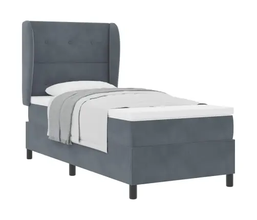 Gultas Atsperu Komplekts Ar Tumši Pelēku Matraci 80 X 200 Cm Vidaxl