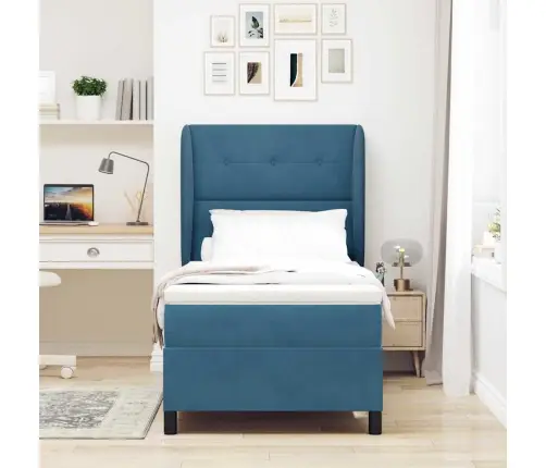 Kastītes Atsperu Gulta Tumši Zils 200 X 80 Cm Poliesters Vidaxl