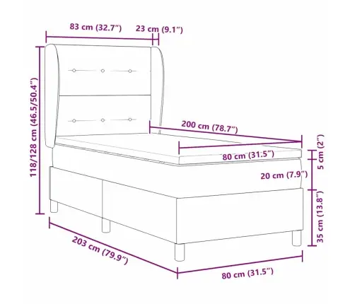 Kastītes Atsperu Gulta Ar Matraci Rozā 200 X 80 Cm Poliesters Vidaxl