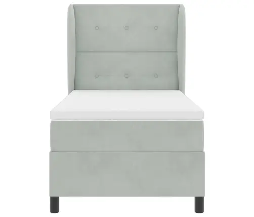 Kastītes Atsperu Gulta Gaiši Pelēks 200 X 90 Cm Poliesters Vidaxl