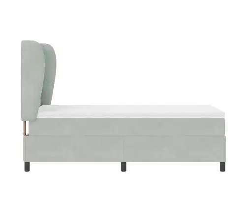 Kastītes Atsperu Gulta Gaiši Pelēks 200 X 90 Cm Poliesters Vidaxl