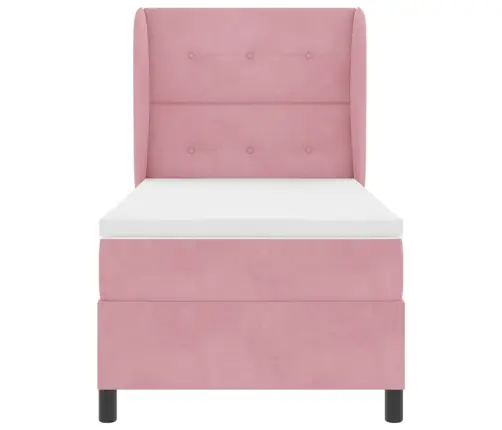 Kastītes Atsperu Gulta Ar Matraci Rozā 200 X 90 Cm Poliesters Vidaxl