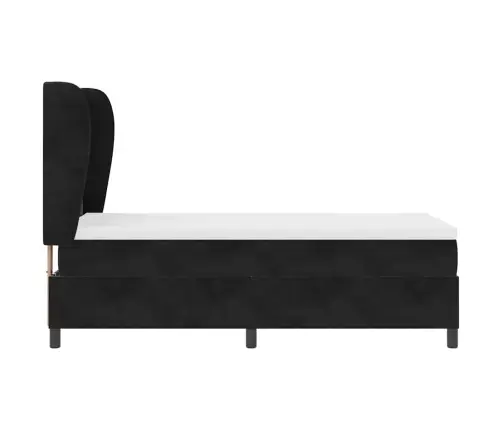 Gulta Ar Atsperēm Un Matraci, Melna, 100X200 Cm, Samts. Vidaxl