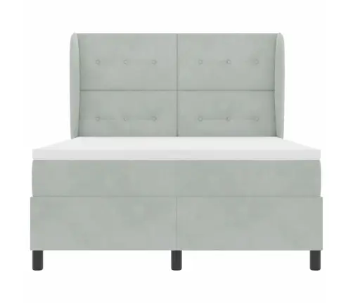 Kastītes Atsperu Gulta Gaiši Pelēks 190 X 140 Cm Poliesters Vidaxl