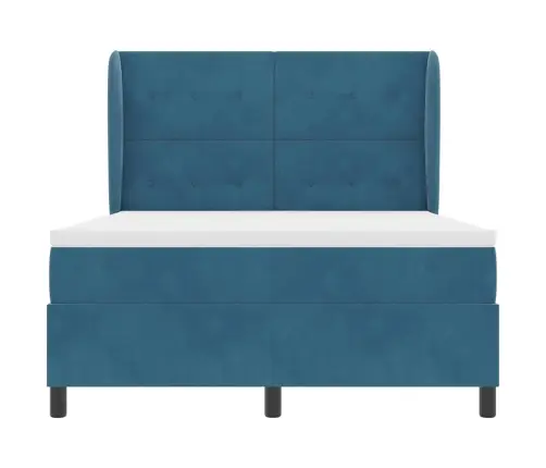 Kastītes Atsperu Gulta Tumši Zils 190 X 140 Cm Poliesters Vidaxl