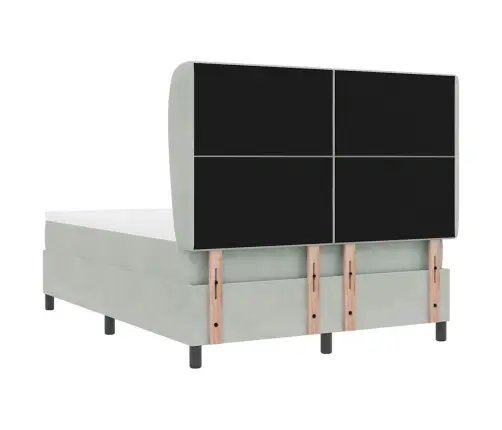 Kastītes Atsperu Gulta Gaiši Pelēks 200 X 140 Cm Poliesters Vidaxl