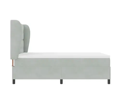 Kastītes Atsperu Gulta Gaiši Pelēks 200 X 140 Cm Poliesters Vidaxl