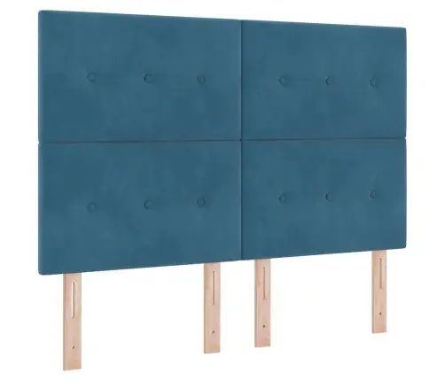 Kastītes Atsperu Gulta Tumši Zils 200 X 160 Cm Poliesters Vidaxl