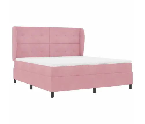 Kastītes Atsperu Gulta Ar Matraci Rozā 200 X 180 Cm Poliesters Vidaxl