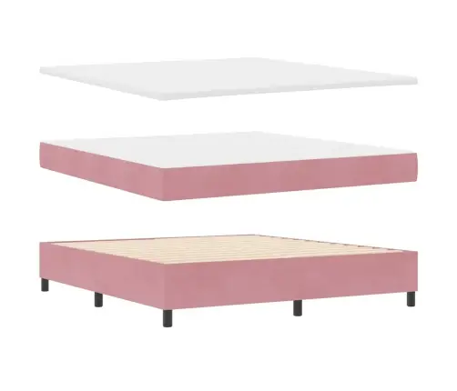 Kastītes Atsperu Gulta Ar Matraci Rozā 200 X 180 Cm Poliesters Vidaxl