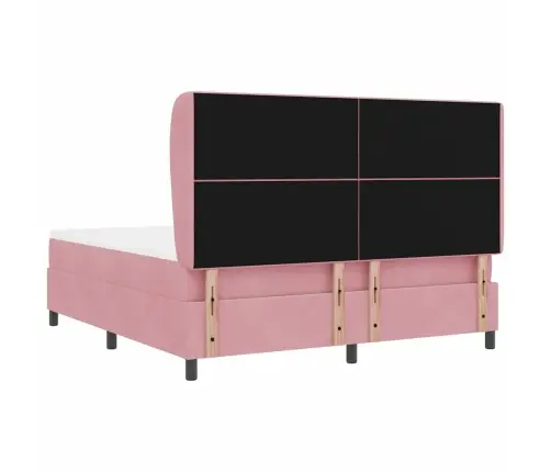 Kastītes Atsperu Gulta Ar Matraci Rozā 200 X 180 Cm Poliesters Vidaxl