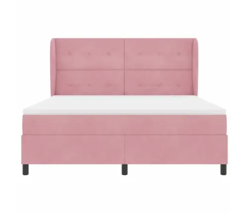 Kastītes Atsperu Gulta Ar Matraci Rozā 200 X 180 Cm Poliesters Vidaxl