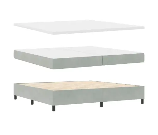 Kastītes Atsperu Gulta Gaiši Pelēka 200 X 200 Cm Samts Vidaxl