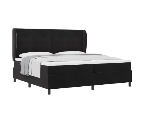 Gulta Melnā Krāsā (200X200 Cm) Ar Atsperēm Un Matraci Vidaxl