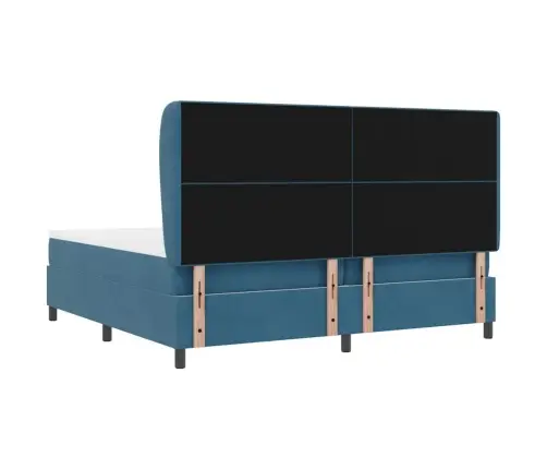 Kastītes Atsperu Gulta Tumši Zils 200 X 200 Cm Poliesters Vidaxl