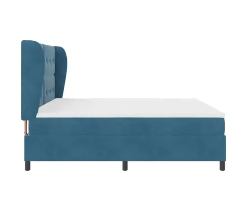 Kastītes Atsperu Gulta Tumši Zils 200 X 200 Cm Poliesters Vidaxl