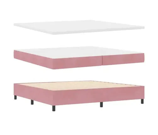 Kastītes Atsperu Gulta Ar Matraci Rozā 200 X 200 Cm Poliesters Vidaxl