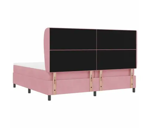 Kastītes Atsperu Gulta Ar Matraci Rozā 200 X 200 Cm Poliesters Vidaxl