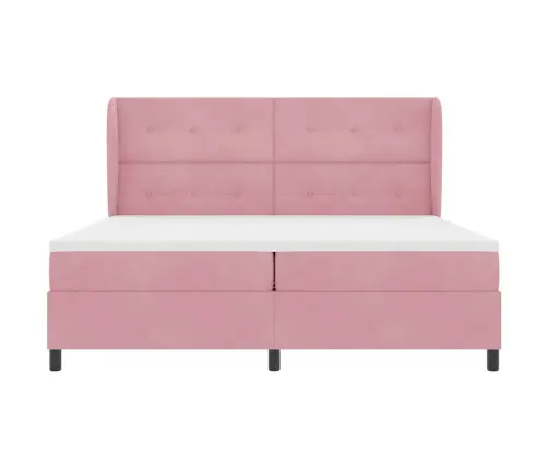 Kastītes Atsperu Gulta Ar Matraci Rozā 200 X 200 Cm Poliesters Vidaxl