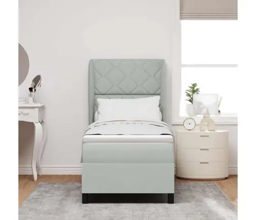 Box Spring Gulta Ar Matraci Gaiši Pelēks 80 X 200 Cm Samts Vidaxl