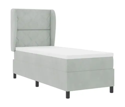Box Spring Gulta Ar Matraci Gaiši Pelēks 80 X 200 Cm Samts Vidaxl