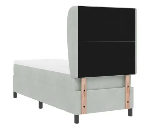 Box Spring Gulta Ar Matraci Gaiši Pelēks 80 X 200 Cm Samts Vidaxl