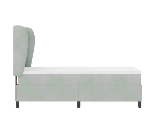 Box Spring Gulta Ar Matraci Gaiši Pelēks 80 X 200 Cm Samts Vidaxl