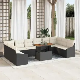 Dārza Ēdamgalds 11 Pcs Melns Un Krēmkrāsa 100 X 55 X 73 Cm Vidaxl