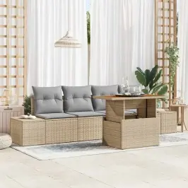 Dārza Ēdamgalds 5 Pcs Bēšs Un Pelēks 100 X 55 X 73 Cm Vidaxl