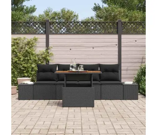 5 Daļu Dārza Galds Ar Spilveniem, Melns Poliratanis Akācija Vidaxl